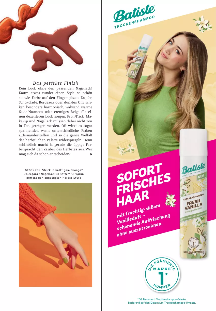 Aktueller Prospekt Rossmann - Prospekte - von 28.09.2026 bis 03.01.2027 - strona 65 - produkty: ente, erde, lack, mac, Make-up, Nagellack, Nuance, orange, Palette, schoko, schokolade, shampoo, spiegel, Ti, Trockenshampoo