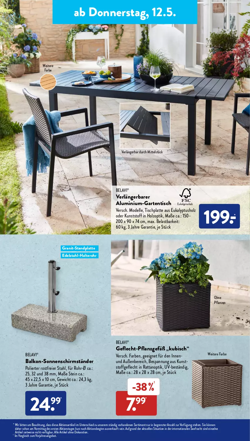 Aktueller Prospekt AldiSud - ALDI Aktuell - von 09.05 bis 14.05.2022 - strona 29 - produkty: alle artikel ohne dekoration, angebot, dekoration, dell, edelstahl, eier, eis, elle, Garten, gartentisch, gin, Holz, HP, kunststoffgeflecht, latte, möbel, Mode, pflanze, pflanzen, reis, resa, schirmständer, sonnenschirm, Ti, tisch, tischplatte, ZTE