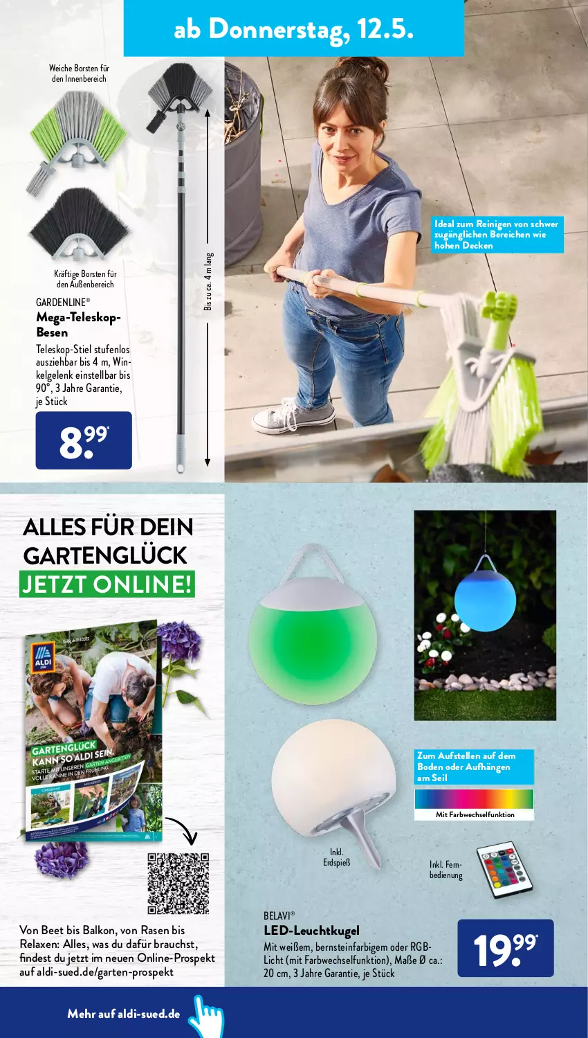 Aktueller Prospekt AldiSud - ALDI Aktuell - von 09.05 bis 14.05.2022 - strona 32 - produkty: aldi, axe, decke, elle, fernbedienung, gardenline®, Garten, Kugel, LG, rasen, Rauch, rel, Teleskop, Ti