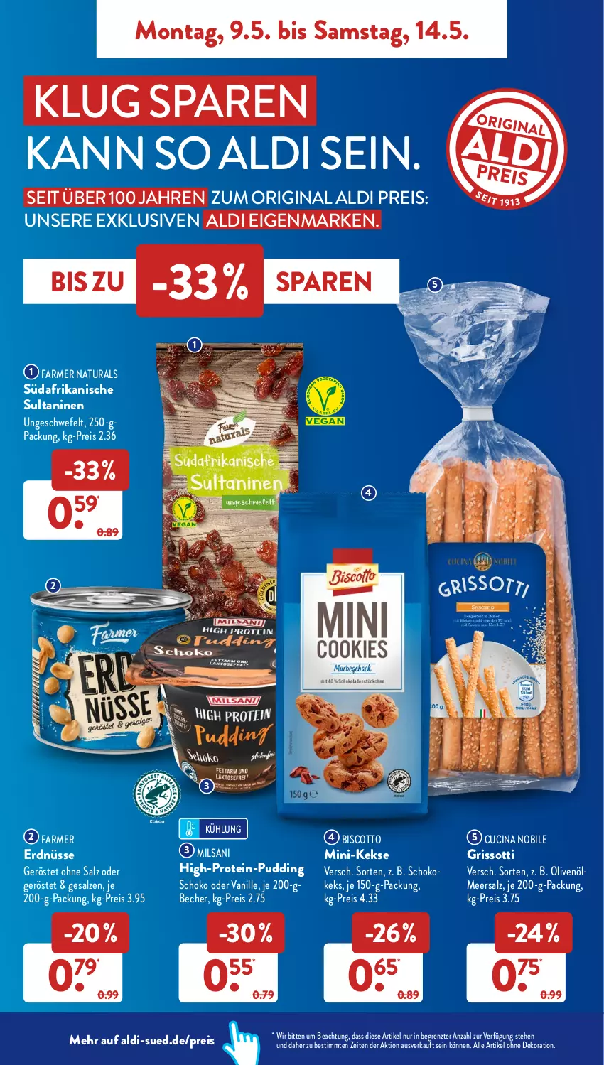 Aktueller Prospekt AldiSud - ALDI Aktuell - von 09.05 bis 14.05.2022 - strona 8 - produkty: aldi, alle artikel ohne dekoration, Becher, biscotto, cin, dekoration, eis, erdnüsse, gin, keks, kekse, meersalz, natur, natura, olive, oliven, olivenöl, pudding, reis, salz, schoko, Ti, vanille, ZTE