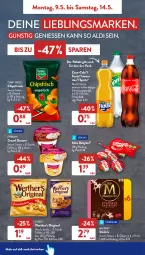 Gazetka promocyjna AldiSud - ALDI Aktuell - Gazetka - ważna od 14.05 do 14.05.2022 - strona 9 - produkty: aldi, babybel, Becher, chips, chipsfrisch, coca-cola, cola, dessert, ehrmann, eis, erfrischungsgetränk, fanta, flasche, funny-frisch, getränk, gin, magnum, Mezzo Mix, mini babybel, reis, schoko, sprite, stieleis, storck, Ti