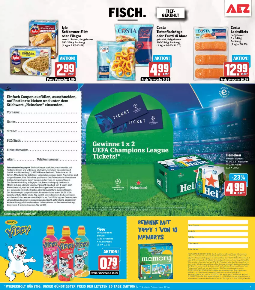 Aktueller Prospekt Aez - Prospekte - von 14.09 bis 19.09.2026 - strona 7 - produkty: eis, erde, filegro, filet, filets, fisch, flasche, frutti di mare, gewinnspiel, heineken, iglo, lachs, lachsfilet, lachsfilets, lebensmittel, LG, mac, Rauch, reis, ring, schlemmer-filet, telefon, Ti, Tintenfischringe, weck, ZTE