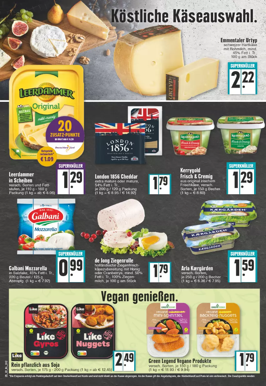 Aktueller Prospekt Edeka - Angebote der Woche - von 20.06 bis 25.06.2022 - strona 12 - produkty: arla, Becher, beutel, cheddar, cranberry, emmentaler, frischkäse, galbani, gin, hartkäse, honig, Käse, kerrygold, leerdammer, milch, mozzarella, rel, salz, schweizer hartkäse, soja, tee, urtyp