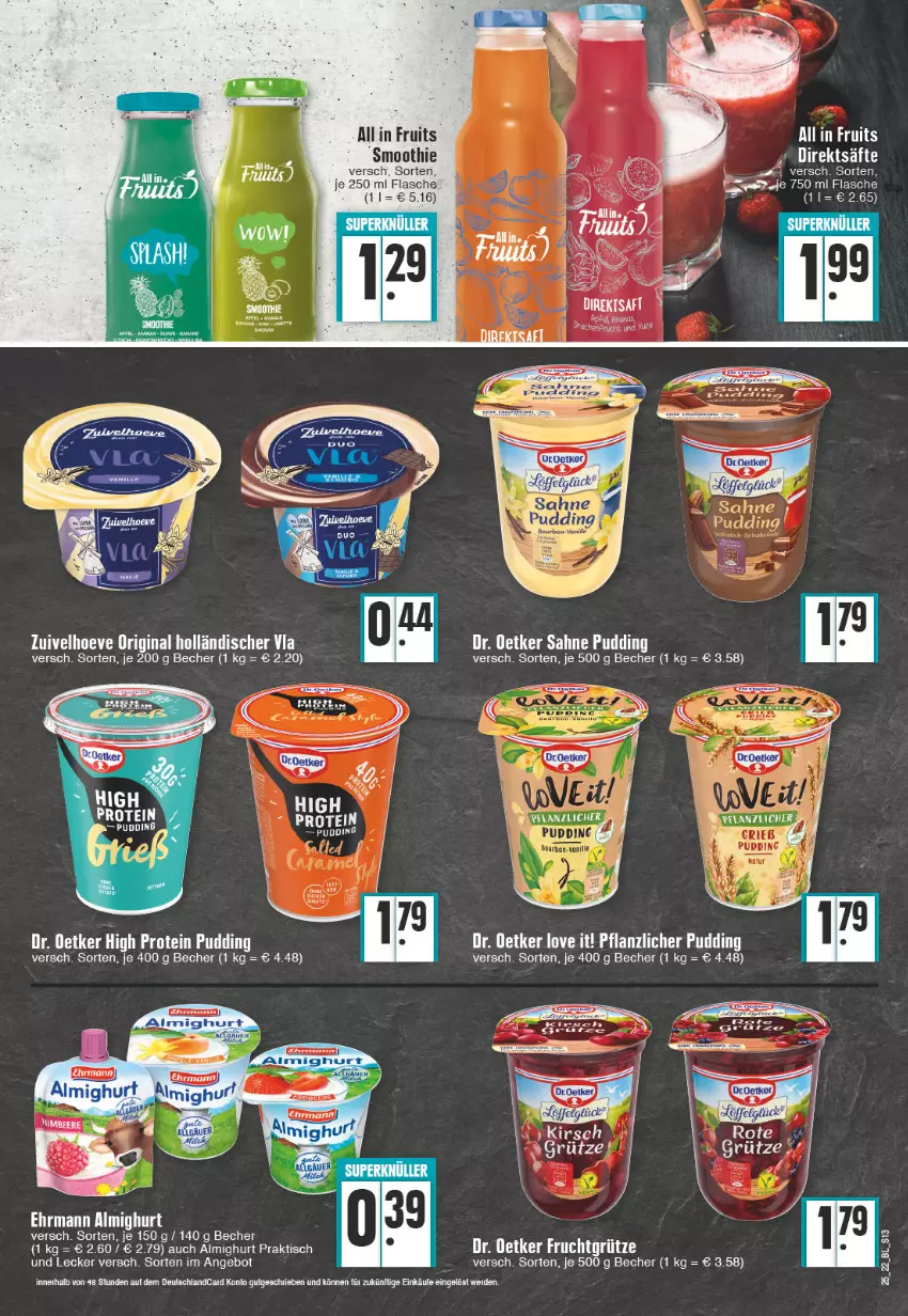 Aktueller Prospekt Edeka - Angebote der Woche - von 20.06 bis 25.06.2022 - strona 13 - produkty: almighur, almighurt, angebot, Becher, Brei, deutschlandcard, ehrmann, ehrmann almighurt, flasche, gin, smoothie, Ti, tisch