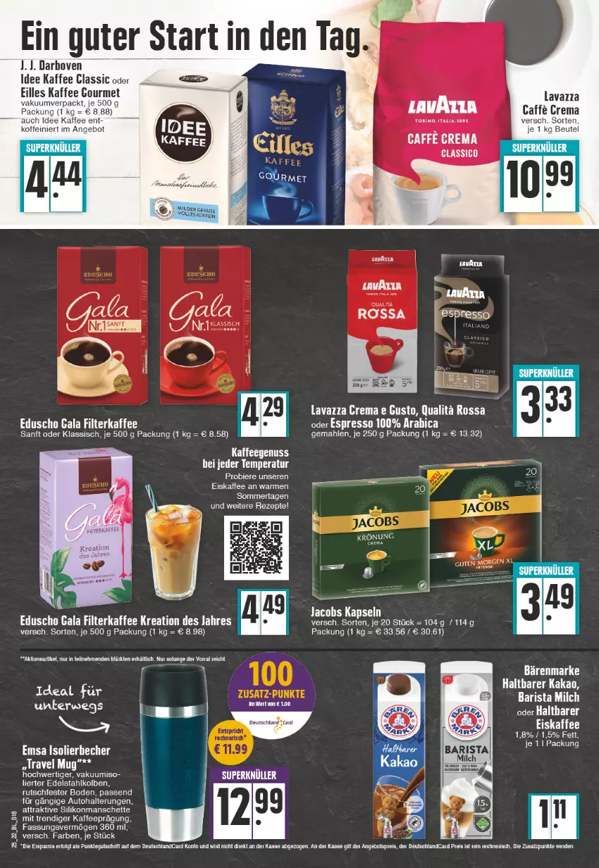 Aktueller Prospekt Edeka - Angebote der Woche - von 20.06 bis 25.06.2022 - strona 18 - produkty: angebot, auto, bärenmarke, Becher, bett, beutel, bier, Biere, caffe, darbo, darboven, edelstahl, eduscho, eis, eiskaffee, emsa, filterkaffee, isolierbecher, jacobs, kaffee, kaffeegenuss, kakao, lavazza, milch, nuss, rezept, rezepte, tee, Ti