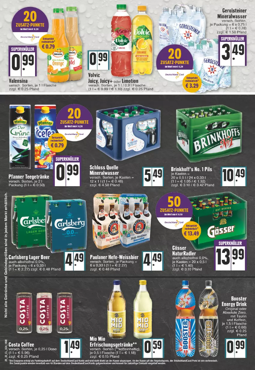 Aktueller Prospekt Edeka - Angebote der Woche - von 20.06 bis 25.06.2022 - strona 24 - produkty: alkohol, Alwa, bier, carlsberg, eis, elle, erfrischungsgetränk, erfrischungsgetränke, flasche, gerolsteine, gerolsteiner, getränk, getränke, gin, Hefe, LG, limo, mineralwasser, Mio Mio, natur, Paula, paulaner, pfanne, Pfanner, radler, steiner, tee, Ti, tuc, valensina, wasser, weissbier