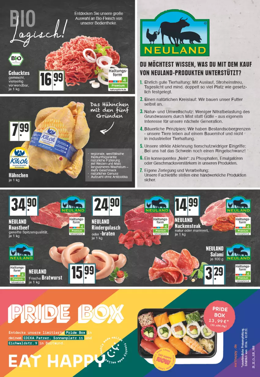 Aktueller Prospekt Edeka - Angebote der Woche - von 20.06 bis 25.06.2022 - strona 25 - produkty: auer, Bau, Bauer, beef, bio, braten, decke, deka, eis, elle, ente, fleisch, Kinder, LG, mac, mais, natur, nuss, reis, Ria, ring, roastbeef, rwe, schwein, Ti, Tiere, wasser, wein