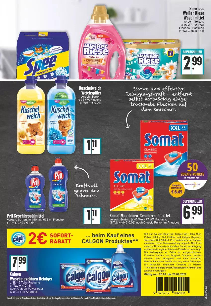 Aktueller Prospekt Edeka - Angebote der Woche - von 20.06 bis 25.06.2022 - strona 29 - produkty: angebot, calgon, eier, erde, flasche, geschirr, geschirrspülmittel, kraft, LG, Reinigung, somat, spee, spülmittel, Ti, waschmaschine, waschmaschinen, waschmittel