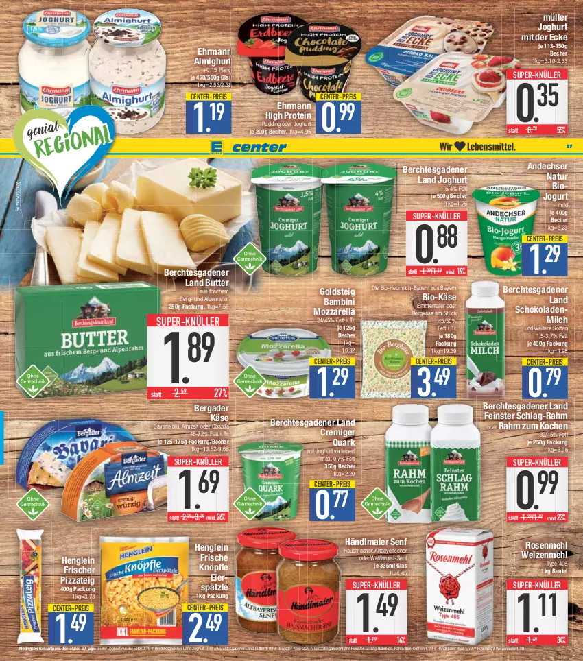 Aktueller Prospekt E Center - Angebote der Woche - von 22.05 bis 27.05.2023 - strona 11 - produkty: almighur, almighurt, andechser natur, auer, Bau, Bauer, bavaria blu, Becher, bergader, Bergkäse, beutel, bio, Bio-Käse, butter, ehrmann, ehrmann almighurt, eier, eierspätzle, eis, emmentaler, ente, goldsteig, händlmaier, Hausmacher, henglein, Heu, heumilch, joghur, joghurt, joghurt mit der ecke, jogurt, Käse, mac, mehl, milch, mozzarella, Müller, natur, obazda, pizza, Pizzateig, pudding, quark, reis, rel, Ria, rosen, Rosenmehl, schoko, schokolade, schokoladen, senf, super-knüller, type 405, Weißwurst, weizenmehl, wurst, ZTE