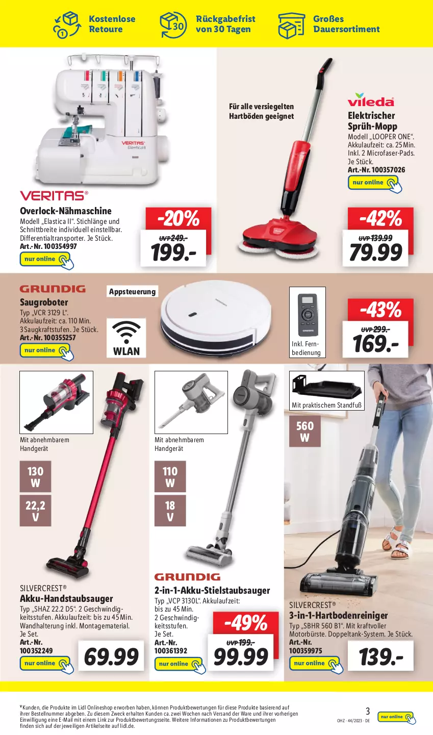 Aktueller Prospekt Lidl - Wochen-Highlights im Onlineshop - von 30.10 bis 05.11.2023 - strona 5 - produkty: akku, akku-handstaubsauger, asti, auer, Brei, bürste, dell, fernbedienung, handstaubsauger, Hartbodenreiniger, kraft, Mode, Nähmaschine, reiniger, Ria, Saugroboter, silvercrest, Sport, staubsauger, Stielstaubsauger, Ti, tisch, wandhalterung, weck