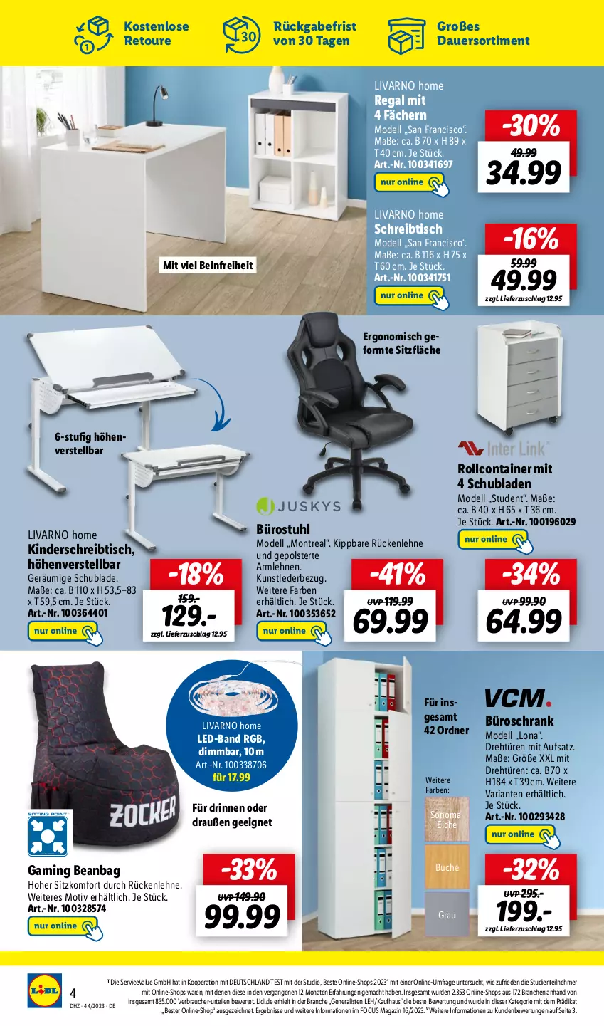 Aktueller Prospekt Lidl - Wochen-Highlights im Onlineshop - von 30.10 bis 05.11.2023 - strona 8 - produkty: armlehnen, auer, buch, Container, dell, ente, Kinder, mac, magazin, Mode, ordner, Rauch, regal, Ria, rollcontainer, rückenlehne, Schrank, schreibtisch, schubladen, stuhl, Ti, tisch