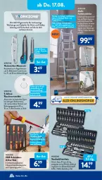 Gazetka promocyjna AldiSud - NÄCHSTE WOCHE - Gazetka - ważna od 19.08 do 19.08.2023 - strona 18 - produkty: aldi, aust, auto, batterie, eis, Hobby, koffer, LG, messer, Messerset, Rauch, Ria, Schal, schrauben, Schraubendreher, Signal, Steckschlüsselsatz, teppich, Ti, tisch, weck, werkzeug, werkzeuge