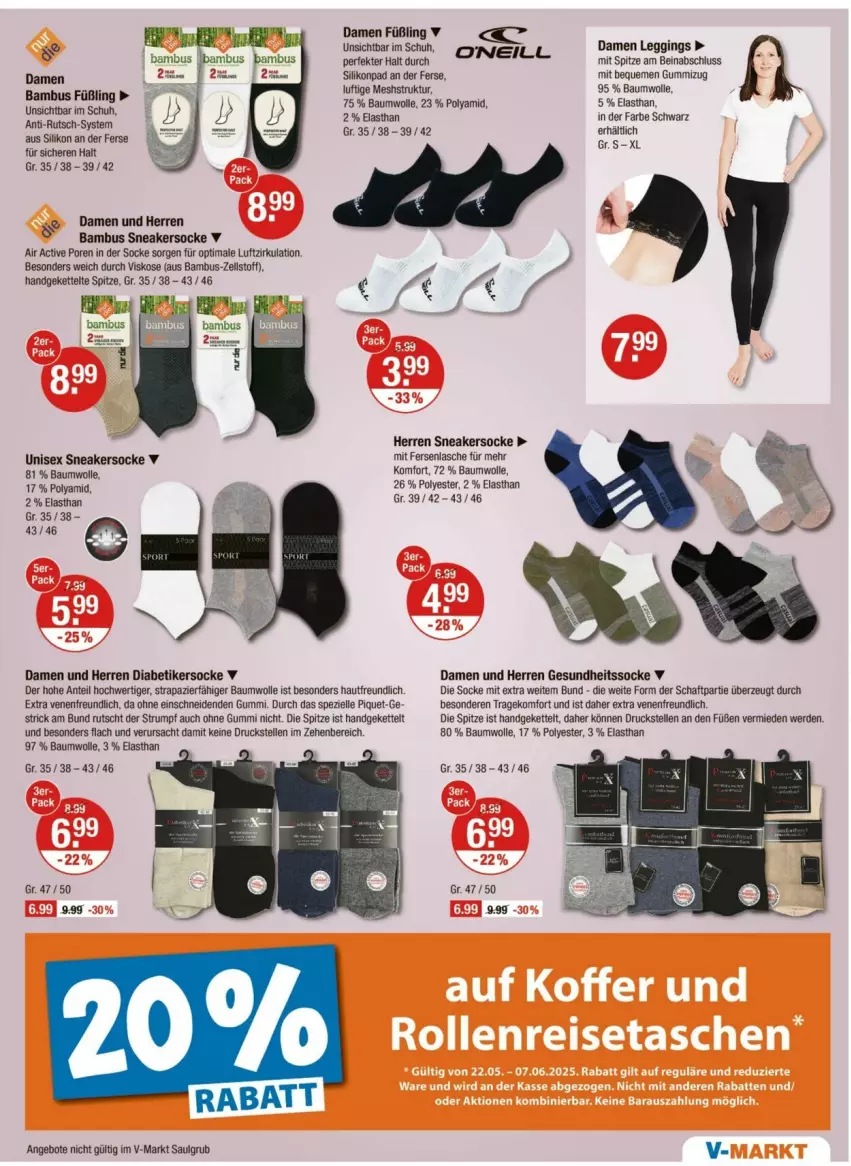 Aktueller Prospekt Vmarkt - Prospekte - von 22.05 bis 28.05.2025 - strona 21 - produkty: angebot, angebote, bambus, Bau, baumwolle, elle, erde, Gesundheit, gin, Kette, leggings, LG, rum, sac, sneaker, Spezi, Ti, wolle
