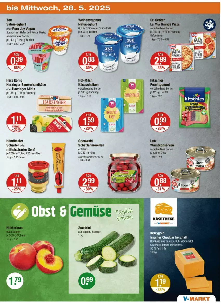 Aktueller Prospekt Vmarkt - Prospekte - von 22.05 bis 28.05.2025 - strona 23 - produkty: auer, Bau, Bauer, Becher, beutel, brot, cheddar, Dr. Oetker, elle, hafer, hartkäse, joghur, joghurt, Käse, käsescheiben, kokos, milch, morellen, natur, naturjoghurt, ndk, odenwald, pizza, rel, sahne, Sahnejoghurt, schattenmorellen, senf, Ti, weidemilch, weihenstephan, zott, zucchini