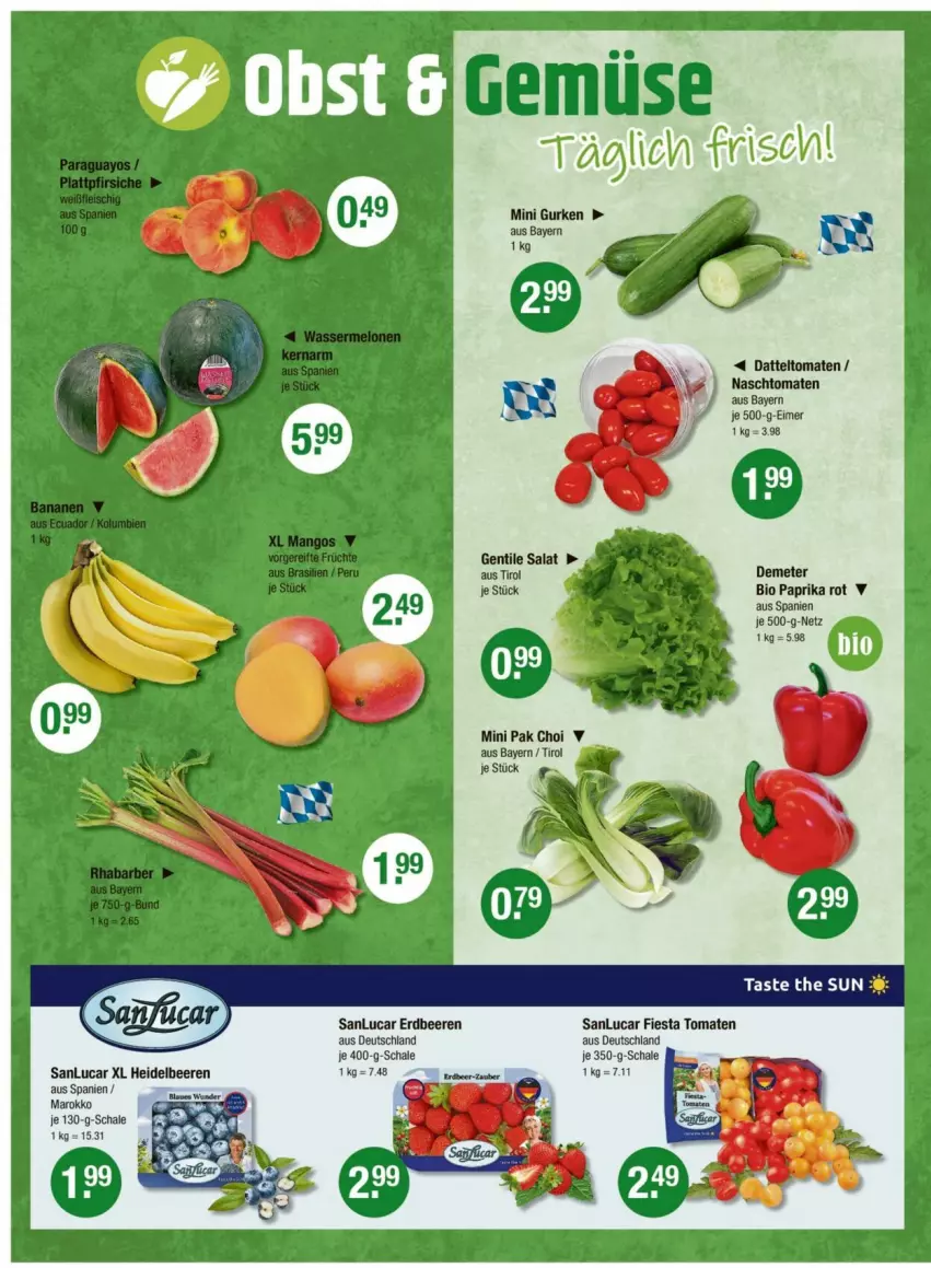 Aktueller Prospekt Vmarkt - Prospekte - von 22.05 bis 28.05.2025 - strona 4 - produkty: beere, beeren, bio, datteltomaten, eimer, erdbeere, erdbeeren, gurke, gurken, heidelbeere, heidelbeeren, Pak Choi, paprika, paprika rot, salat, Schal, Schale, Ti, tomate, tomaten