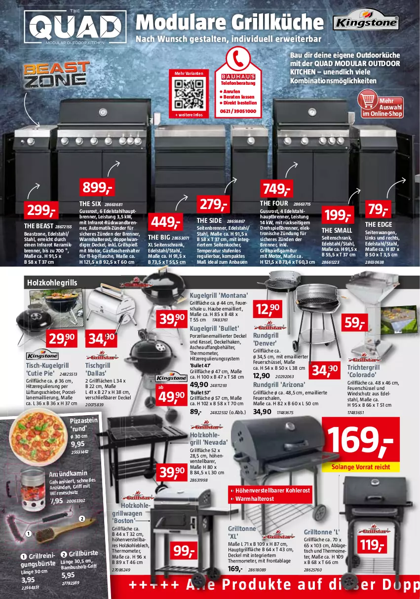 Aktueller Prospekt Bauhaus - Prospekte - von 04.06 bis 02.07.2022 - strona 12 - produkty: anzündkamin, auto, bambus, Bau, Behälter, bürste, decke, Deckel, edelstahl, eis, Elektro, elle, feuerschale, flasche, garnitur, gasflaschen, grill, grillfläche, Holz, holzkohle, holzkohlegrill, Kamin, Kocher, Kohlegrill, küche, Kugel, kugelgrill, LG, montana, ndk, pizza, quad, Reinigung, reinigungsbürste, Ria, rückwand, rundgrill, rwe, Schal, Schale, Schrank, schüssel, Seitenschrank, telefon, thermometer, Ti, tisch, tischgrill, Trichtergrill, Windschutz