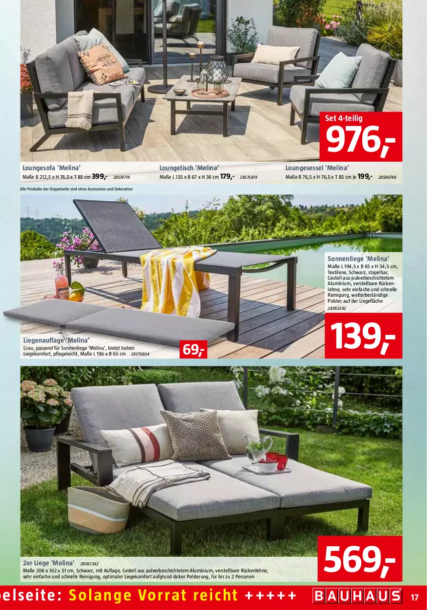 Aktueller Prospekt Bauhaus - Prospekte - von 04.06 bis 02.07.2022 - strona 17 - produkty: ACC, accessoires, dekoration, elle, Liege, loungesessel, Reinigung, rückenlehne, sessel, Sofa, sonnenliege, Ti, tisch