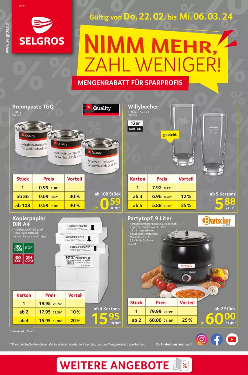 Aktueller Prospekt Selgros - Nimm mehr, zahl weniger - von 22.02 bis 06.03.2024 - strona 1 - produkty: angebot, angebote, eis, kopierpapier, LG, papier, reis, Ti