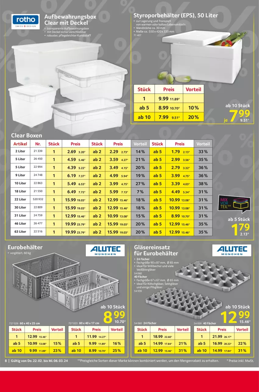 Aktueller Prospekt Selgros - Nimm mehr, zahl weniger - von 22.02 bis 06.03.2024 - strona 8 - produkty: aufbewahrungsbox, Becher, Behälter, bier, eis, erde, Gläser, lebensmittel, pils, reis, sekt, tee, Ti