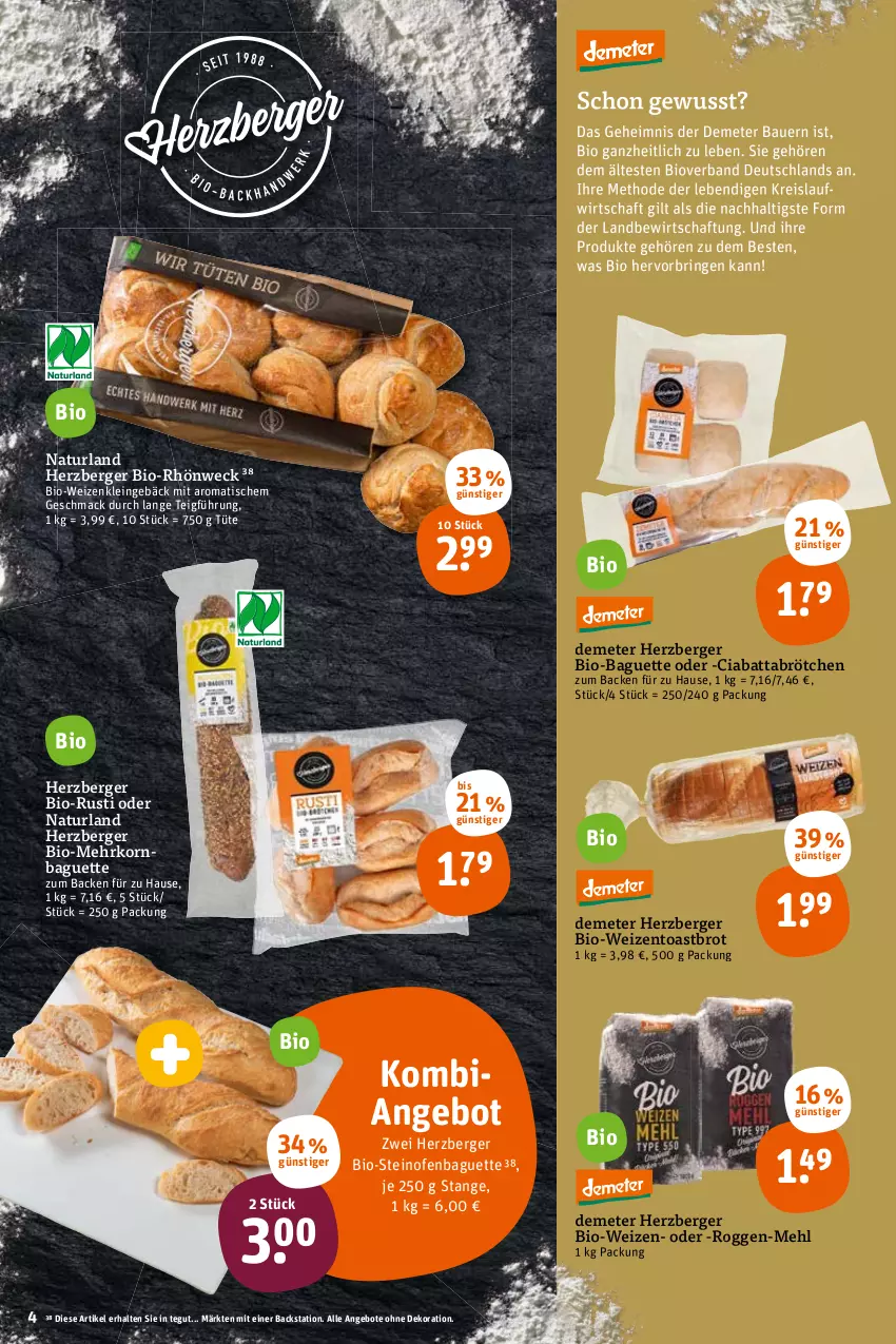 Aktueller Prospekt Tegut - Angebote der Woche - von 17.01 bis 22.01.2022 - strona 6 - produkty: angebot, angebote, auer, baguette, Bau, Bauer, Berger, bio, brot, brötchen, ciabatta, dekoration, eis, herzberger, korn, mac, mehl, natur, naturland, Ofen, reis, ring, steinofen, Ti, tisch, toast, Toastbrot, Tüte, weck