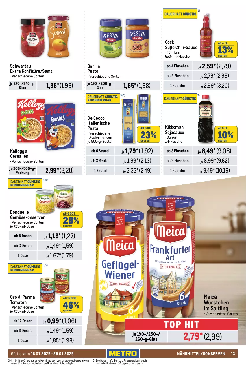 Aktueller Prospekt Metro - Food-Nonfood - von 16.01 bis 29.01.2025 - strona 13 - produkty: activia, auer, bärenmarke, barilla, Becher, beutel, bonduelle, butter, Butterschmalz, cerealien, chili, coupon, creme, danone, danone activia, De Cecco, dessert, ecco, ehrmann, Ehrmann Grand Dessert, eis, elle, fertiggericht, fertiggerichte, flasche, fleisch, fleischsalat, frucht, fruchtjoghurt, Gemüsekonserve, italienische pasta, joghur, joghurt, Kellogg‘s, kikkoman, konfitüre, Konserven, malz, maultaschen, meica, milch, molkereiprodukte, oro di parma, pasta, pesto, rama, rama cremefine, reis, salat, salate, sauce, Schmalz, Schwartau, soja, sojasauce, spinat, starbucks, Tasche, taschen, Ti, tomate, tomaten, würstchen, Yo, YouCook