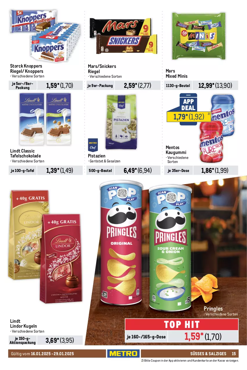 Aktueller Prospekt Metro - Food-Nonfood - von 16.01 bis 29.01.2025 - strona 15 - produkty: auer, bella crema, beutel, bohne, Cap, coupon, dallmayr, dallmayr capsa, eis, espresso, getränk, getränke, jacobs, kaffee, kaffeepads, kakao, kaugummi, knoppers, Kugel, lindor, lindt, mars, melitta, mentos, Meßmer, Metro, Nescafé, nescafé gold, nesquik, pistazien, pringles, reis, riegel, ring, röstkaffee, salz, schoko, schokolade, senseo, snickers, storck, tafelschokolade, tee, Ti