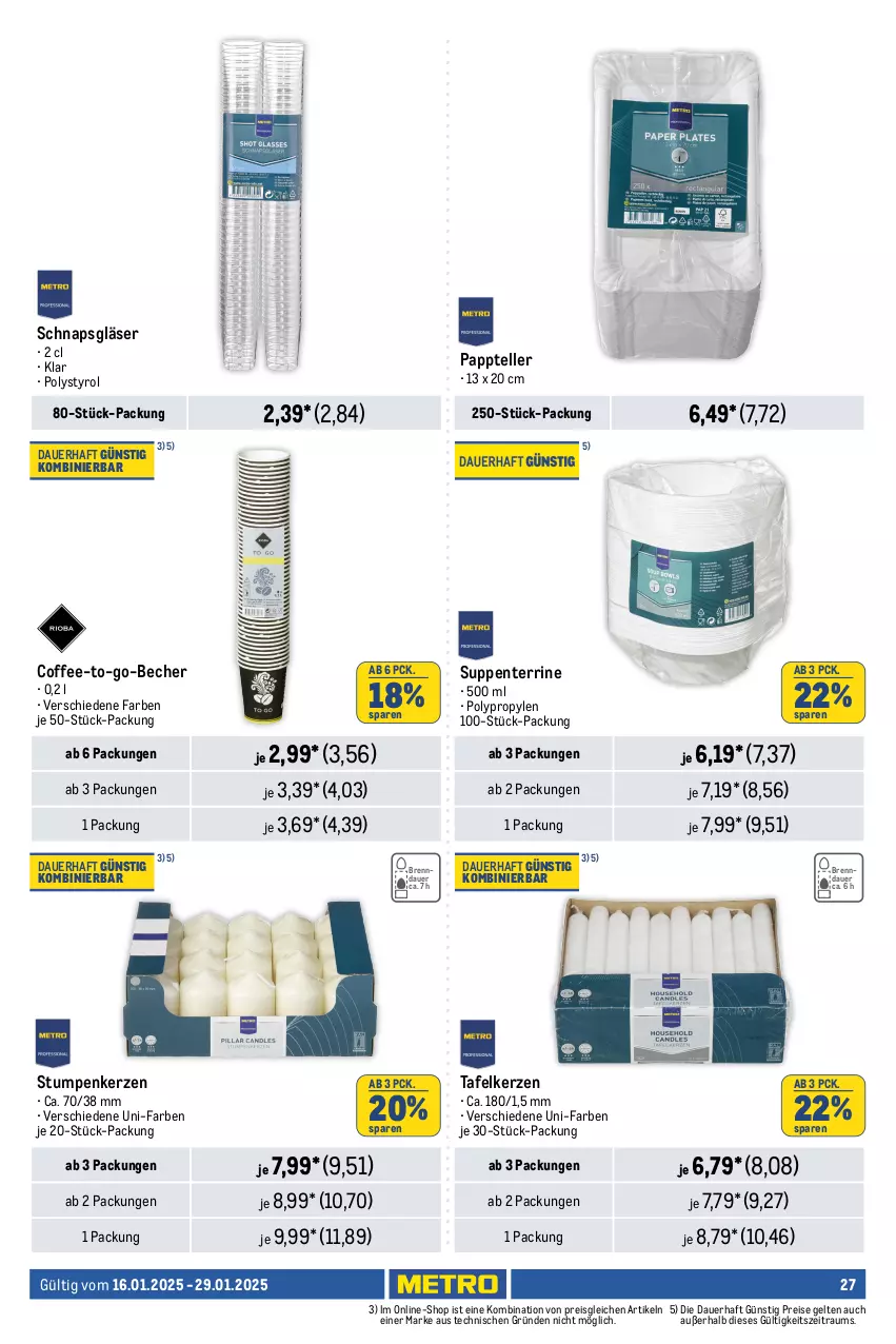 Aktueller Prospekt Metro - Food-Nonfood - von 16.01 bis 29.01.2025 - strona 27 - produkty: auer, Becher, besteck, besteckset, boss, dessert, Dessertteller, drink, edelstahl, eis, elle, ente, gabel, geschirr, Gläser, kaffee, kerze, kuchen, LG, Löffel, messer, Metro, mikrowelle, reis, spülmaschinen, suppe, suppen, teller, terrine, Ti, wasser, wein