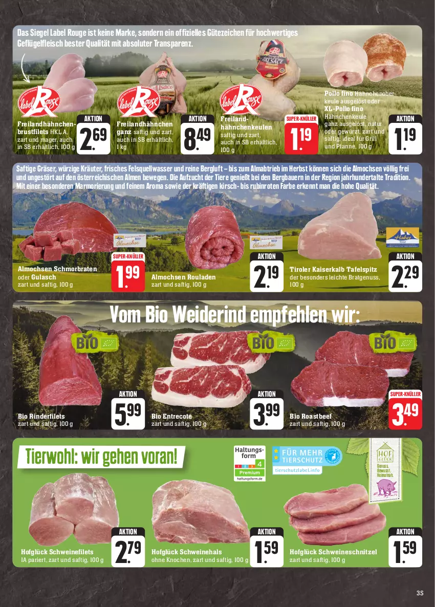 Aktueller Prospekt E Center - Angebote der Woche - von 18.09 bis 23.09.2023 - strona 3 - produkty: auer, Bau, Bauer, beef, bio, braten, brustfilet, eis, elle, filet, filets, fleisch, für grill und pfanne, Geflügel, gewürz, grill, grill und pfanne, gulasch, hähnchenbrust, hähnchenbrustfilet, ideal für grill, ideal für grill und pfanne, Kaiser, kirsch, kräuter, mab, natur, nuss, pfanne, Pollo Fino, rind, rinder, rinderfilet, roastbeef, rouge, rouladen, Rubin, saft, schmorbraten, schnitzel, schwein, schweine, schweinefilet, schweineschnitzel, super-knüller, tafelspitz, Ti, Tiere, und pfanne, wasser, wein, weine