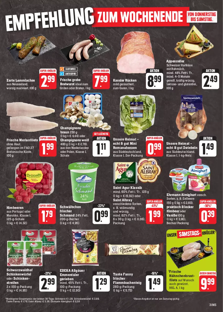 Aktueller Prospekt E Center - Angebote der Woche - von 18.09 bis 23.09.2023 - strona 31 - produkty: albray, almighur, almighurt, angebot, appenzeller, Becher, beere, beeren, braten, bratwurst, braun, brustfilet, champignon, champignons, champignons braun, deka, ehrmann, ehrmann almighurt, eis, Elan, elle, emmentaler, ente, erdbeere, filet, filets, flammkuchen, Flammkuchenteig, Frische Hähnchen, gewürz, grill, grobe bratwurst, hähnchenbrust, hähnchenbrustfilet, hartkäse, himbeer, himbeere, himbeeren, ideal zum grillen, Käse, kuchen, lachs, lamm, lammlachse, LG, merl, milch, reifen, reis, Saint Agur, saint albray, Schal, Schale, schinken, schmand, schweizer hartkäse, super-knüller, tante fanny, Ti, tisch, vanille, würfel, wurst, ZTE, zwiebel, zwiebeln