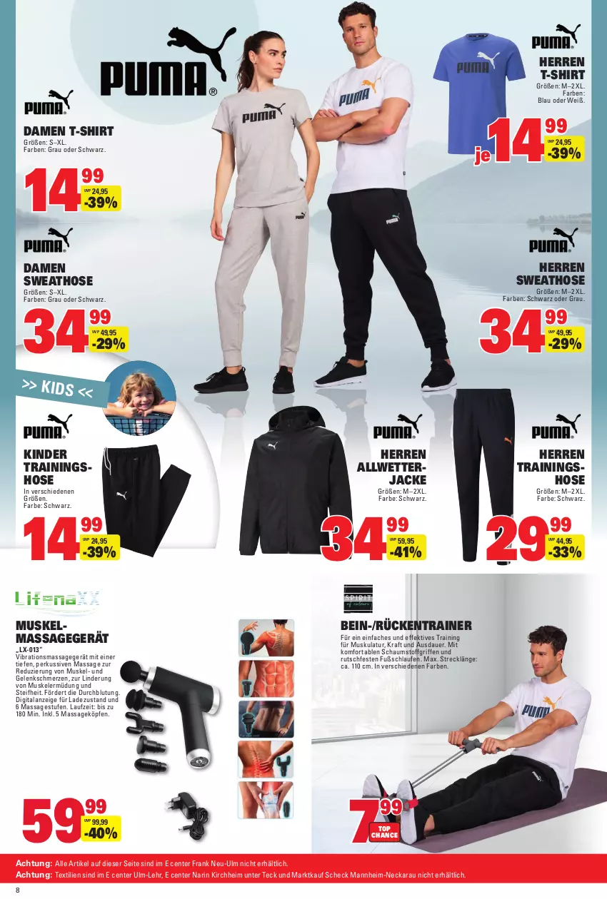 Aktueller Prospekt E Center - Angebote der Woche - von 18.09 bis 23.09.2023 - strona 42 - produkty: auer, damen t-shirt, ente, hose, Jacke, Kinder, kraft, Laufen, Massagegerät, shirt, Sweathose, T-Shirt, Ti, Trainingshose