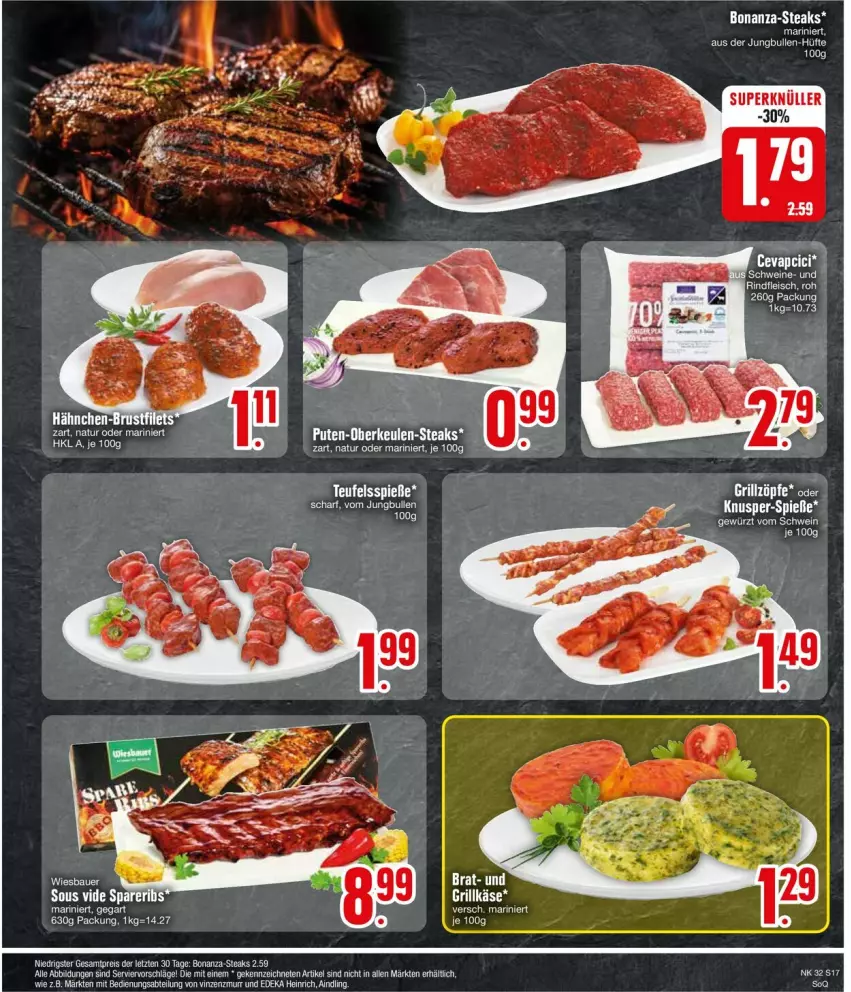 Aktueller Prospekt Edeka - Prospekte - von 05.08 bis 10.08.2024 - strona 17 - produkty: Abtei, Bona, deka, eis, grill, Grillkäse, jungbullen, Käse, natur, reis, steak, steaks, ZTE