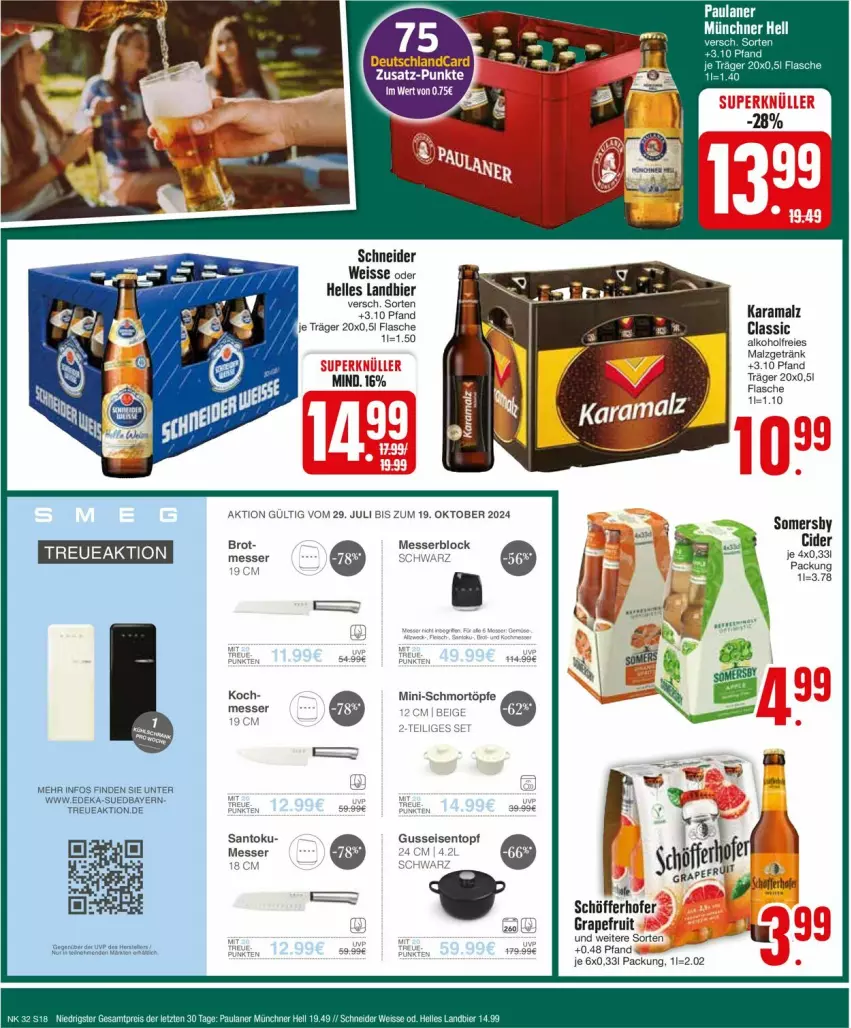 Aktueller Prospekt Edeka - Prospekte - von 05.08 bis 10.08.2024 - strona 18 - produkty: alkohol, bier, cider, deka, eis, elle, flasche, getränk, grapefruit, karamalz, malz, messer, rama, schöfferhofer, tee, Ti