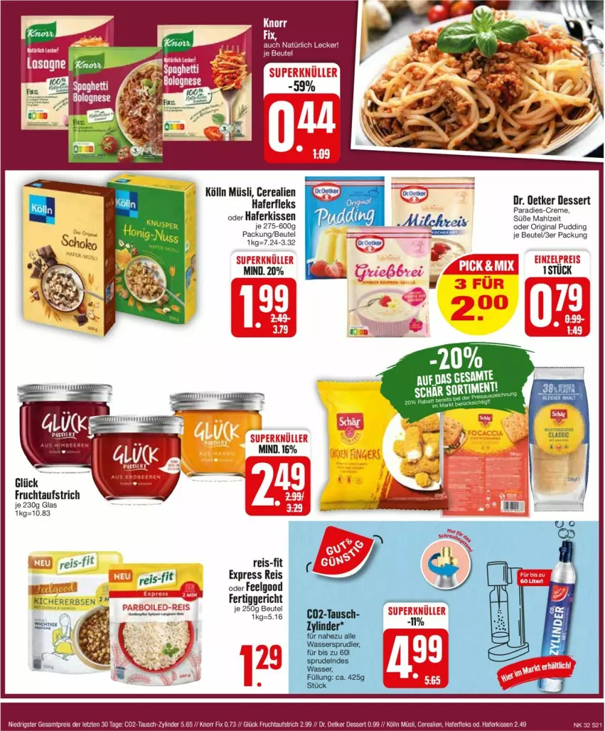 Aktueller Prospekt Edeka - Prospekte - von 05.08 bis 10.08.2024 - strona 21 - produkty: aufstrich, beutel, cerealien, creme, dessert, Dr. Oetker, eis, fertiggericht, frucht, fruchtaufstrich, gin, hafer, haferfleks, kissen, kölln, LG, müsli, pudding, reis, reis-fit, Sprudel, Ti, wasser, wassersprudler