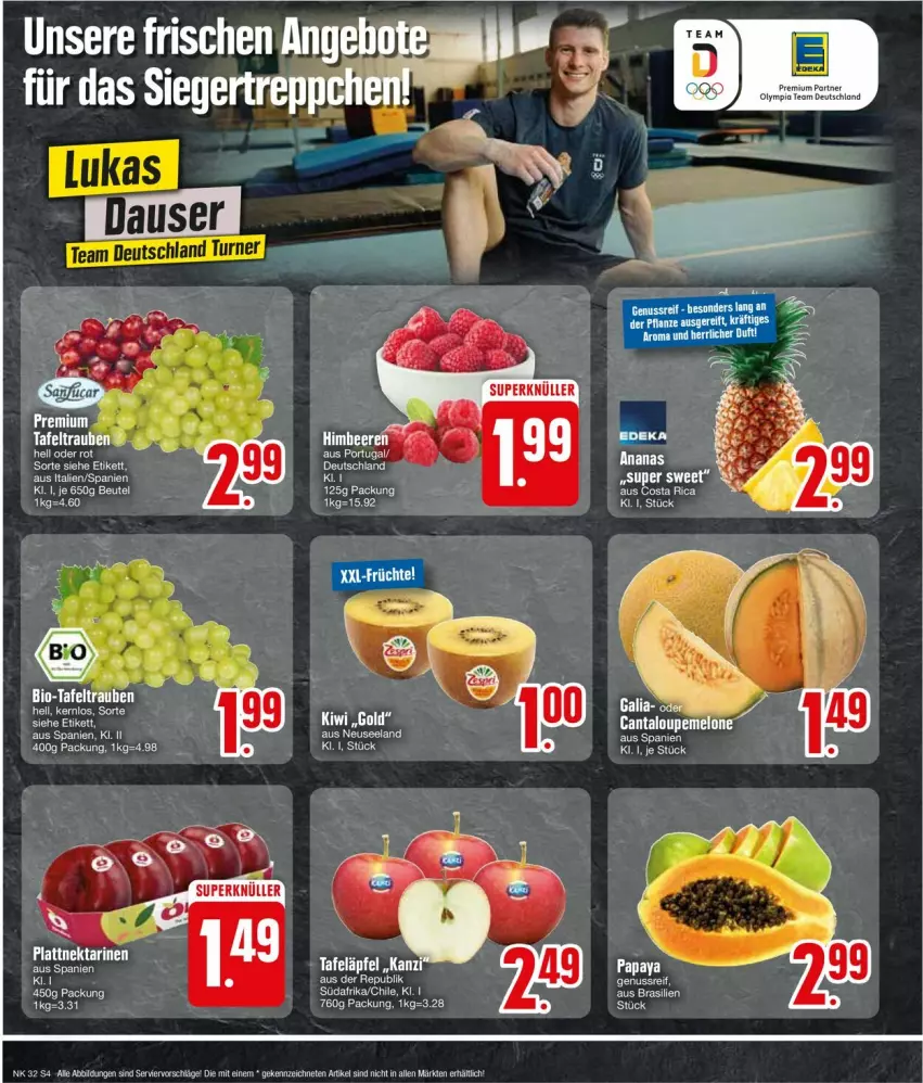 Aktueller Prospekt Edeka - Prospekte - von 05.08 bis 10.08.2024 - strona 4 - produkty: ananas, Elan, kiwi, Nektar, nektarinen, nuss, Papaya, Ti