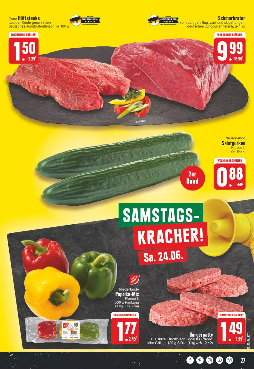 Aktueller Prospekt E Center - Angebote der Woche - von 12.06 bis 17.06.2023 - strona 27 - produkty: burger, eis, fleisch, grill, kracher, paprika, pfanne, rind, rindfleisch, Ti