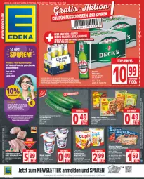 Gazetka promocyjna Edeka - Angebote der Woche - Gazetka - ważna od 14.10 do 14.10.2023 - strona 1 - produkty: angebot, auer, Bau, Bauer, Becher, beck's, beutel, bolognese, braten, Brei, coupon, deka, duplo, eis, elsässer art, ente, erde, ferrero, flammkuchen, flasche, gin, joghur, joghurt, Kinder, küche, kuchen, lamm, maggi, maggi fix, Ofen, original wagner, pils, pilsener, pizza, reis, rel, riegel, rustipani, sac, saft, salami, schinken, schinkenbraten, schnitten, schnitzel, schoko, schokolade, schokoladen, schwein, schweine, schweineschnitzel, spaghetti, steinofen, Ti, top-preis, wagner, wein, weine, ZTE