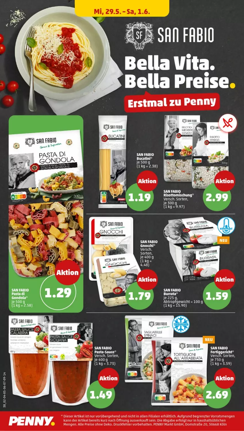 Aktueller Prospekt Penny - Prospekte - von 27.05 bis 01.06.2024 - strona 38 - produkty: bio, eis, elle, fertiggericht, gnocchi, HP, LG, pasta, pasta-sauce, reis, sauce, tagliatelle, Ti, ZTE