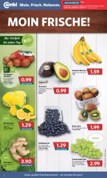 Gazetka promocyjna Combi - Prospekte - Gazetka - ważna od 23.04 do 23.04.2022 - strona 2 - produkty: angebot, angebote, avocado, avocados, banane, bananen, beere, beeren, beutel, bio, chiquita, eis, heidelbeere, heidelbeeren, ingwer, kiwi, Schal, Schale, tafeltrauben, Ti, trauben, zitrone, zitronen, zwiebel, zwiebeln