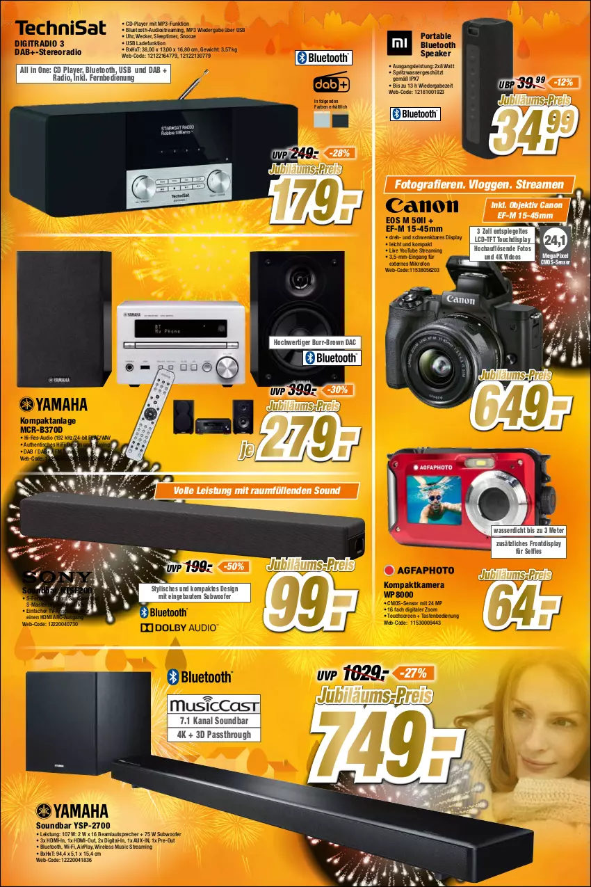 Aktueller Prospekt Expert Bonn - Prospekte - von 12.01 bis 18.01.2022 - strona 7 - produkty: Bau, canon, CD player, cmos-sensor, deo, eis, fernbedienung, HDMI, Jubiläums, kamera, Kompaktanlage, lautsprecher, LG, Mp3, Radio, reis, rel, soundbar, spiegel, Subwoofer, Ti, timer, tisch, touchscreen, tuner, uhr, usb, wasser, weck, Yo