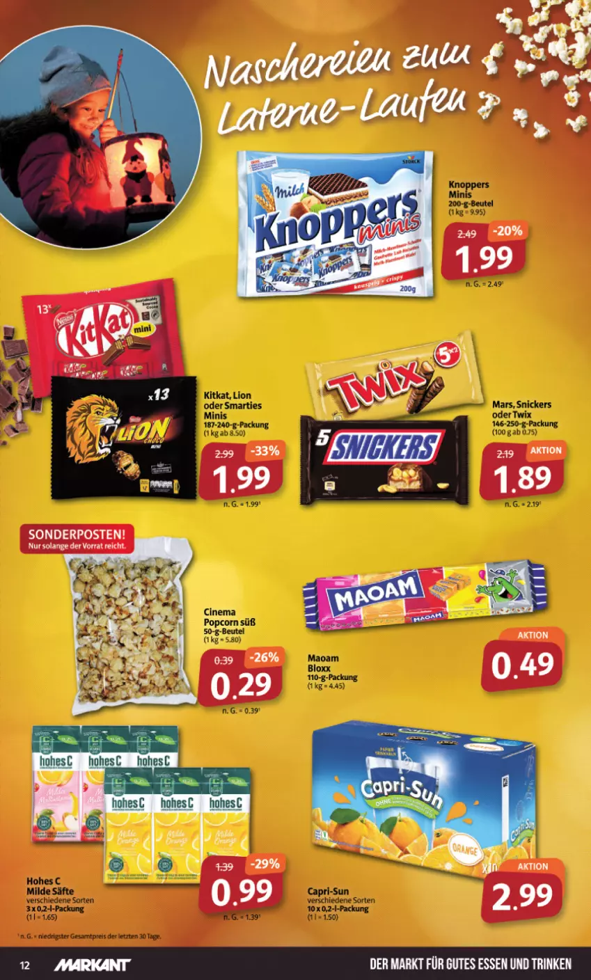 Aktueller Prospekt Markant - Prospekte - von 31.10 bis 05.11.2022 - strona 12 - produkty: beutel, eis, kitkat, lion, mars, oder twix, reis, smarties, snickers, sonderposten, Ti, twix, ZTE