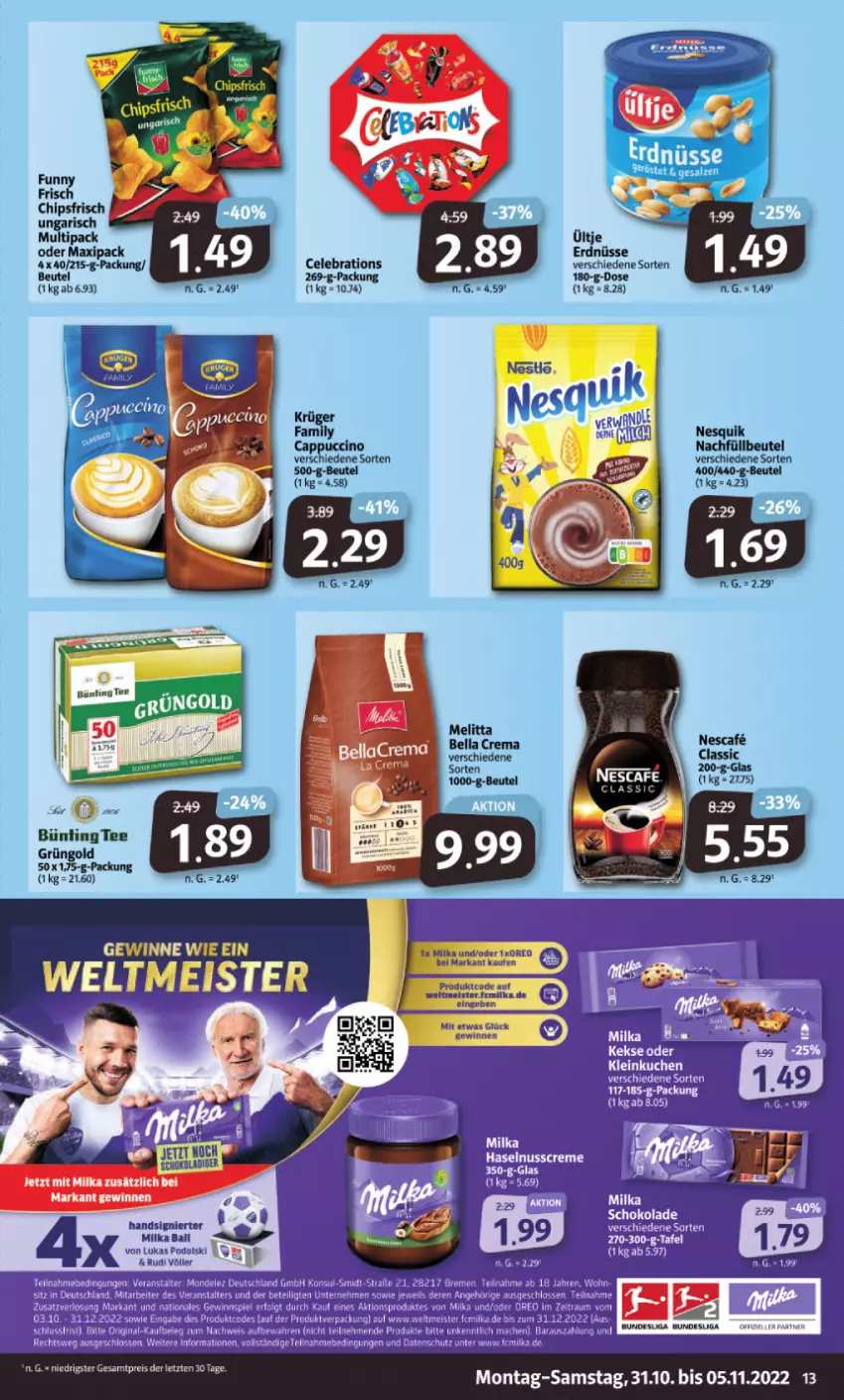 Aktueller Prospekt Markant - Prospekte - von 31.10 bis 05.11.2022 - strona 13 - produkty: ball, beutel, bünting tee, eis, gewinnspiel, gin, LG, mac, Meister, milka, mondelez, Odol, oreo, reis, rwe, tee, Ti, ZTE