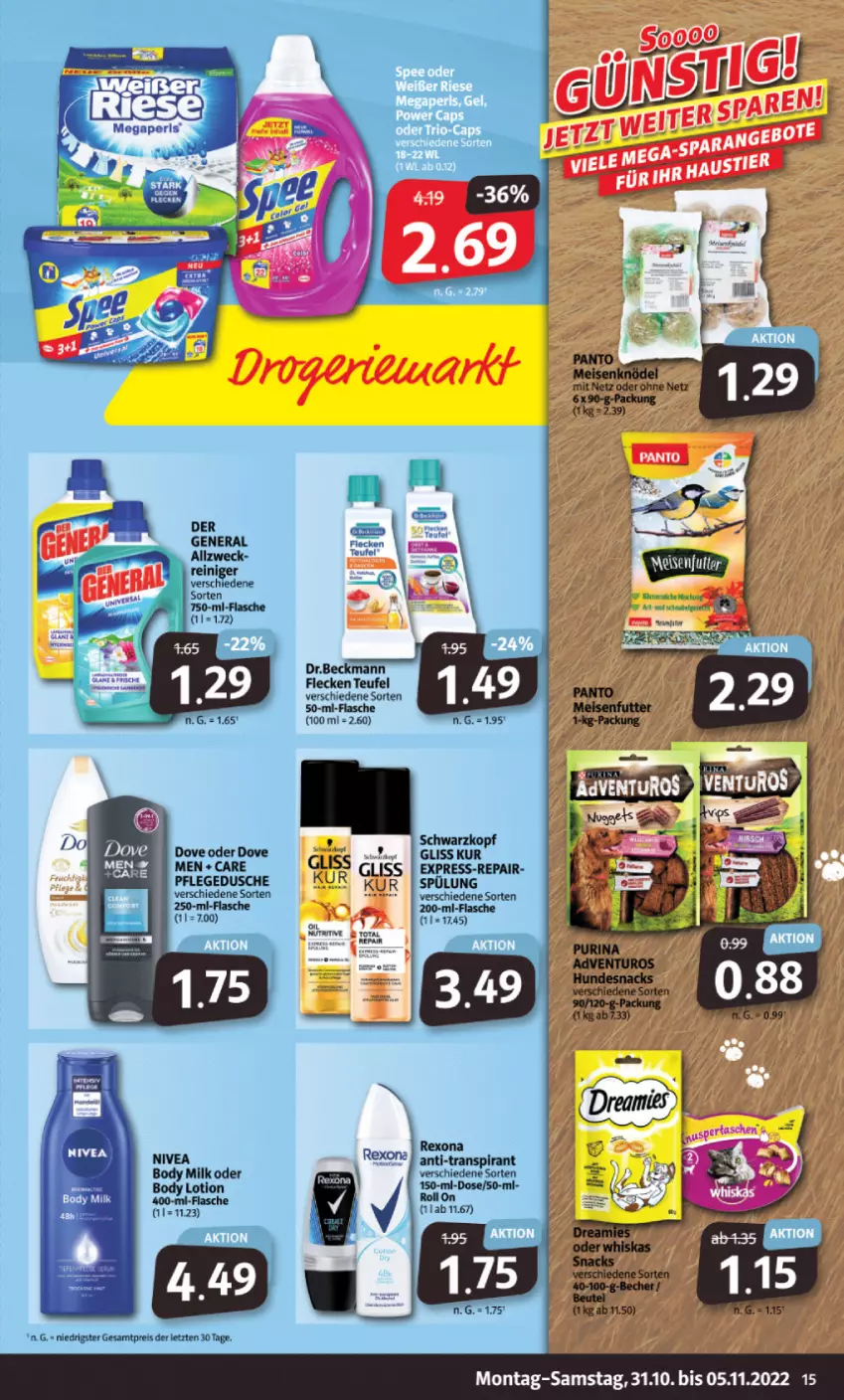 Aktueller Prospekt Markant - Prospekte - von 31.10 bis 05.11.2022 - strona 15 - produkty: body, body milk, eis, flasche, Lotion, nivea, reis, Ti, ZTE