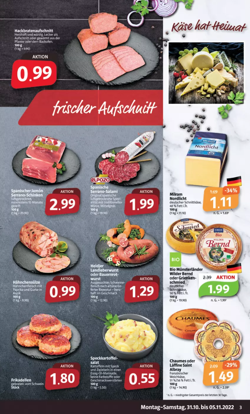 Aktueller Prospekt Markant - Prospekte - von 31.10 bis 05.11.2022 - strona 3 - produkty: albray, aufschnitt, backofen, bio, braten, bratenaufschnitt, chaumes, dell, deutscher schnittkäse, eis, elle, ente, essig, frikadellen, Käse, LG, marinade, milram, Ofen, pfanne, reis, schnittkäse, schwein, Ti, weichkäse, wein, Wild, Wilder Bernd, ZTE