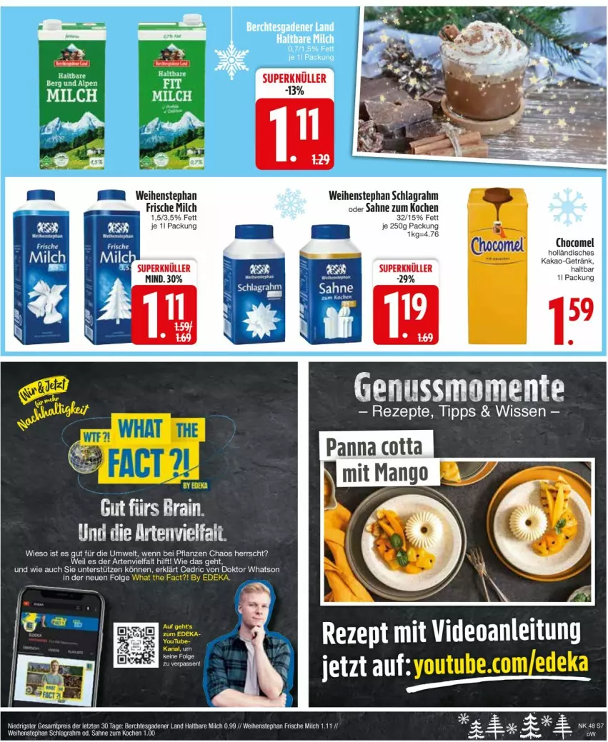 Aktueller Prospekt Edeka - Prospekte - von 25.11 bis 30.11.2024 - strona 9 - produkty: deka, eis, ente, frische milch, getränk, haltbare milch, kakao, milch, nuss, panna cotta, pflanze, pflanzen, reis, rezept, rezepte, sahne, Schal, schlagrahm, tee, Ti, weihenstephan, Yo, ZTE