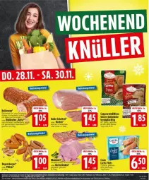 Gazetka promocyjna Edeka - Prospekte - Gazetka - ważna od 30.11 do 30.11.2024 - strona 27 - produkty: Abtei, beutel, braten, burger, coppenrath, deka, eis, filet, filets, fleisch, gewürz, Goldstücke, hackfleisch, Käse, kochschinken, küche, Küchen, lachs, nuss, regensburger, Ria, rollbraten, Schal, Schale, schinken, schnitzel, schwein, schweine, Ti, wein, weine