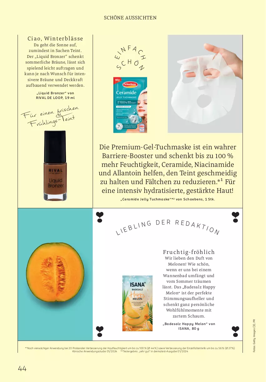 Aktueller Prospekt Rossmann - Prospekte - von 31.01 bis 06.04.2025 - strona 44 - produkty: Bad, Bau, cin, elle, ente, erde, isana, kraft, Maske, melone, melonen, merl, roba, rwe, sac, salz, sana, Schaebens, Spiele, Ti, tuc, tuchmaske, Wanne