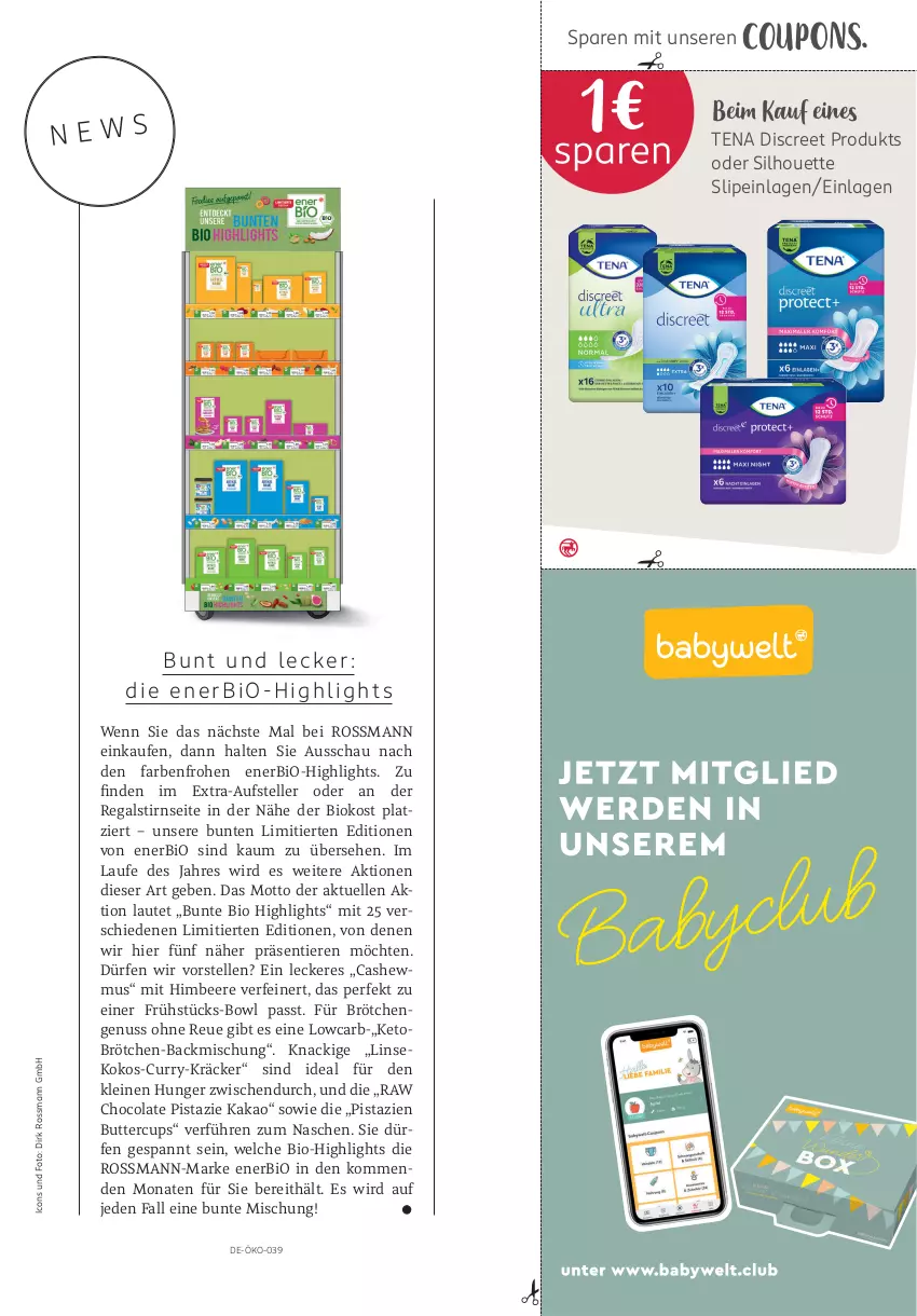 Aktueller Prospekt Rossmann - Prospekte - von 31.01 bis 06.04.2025 - strona 95 - produkty: backmischung, beere, bio, brötchen, butter, Cashew, cola, coupon, coupons, curry, Discreet, elle, himbeer, himbeere, kakao, kokos, leine, nuss, pistazien, regal, slip, slipeinlagen, teller, Ti, Tiere