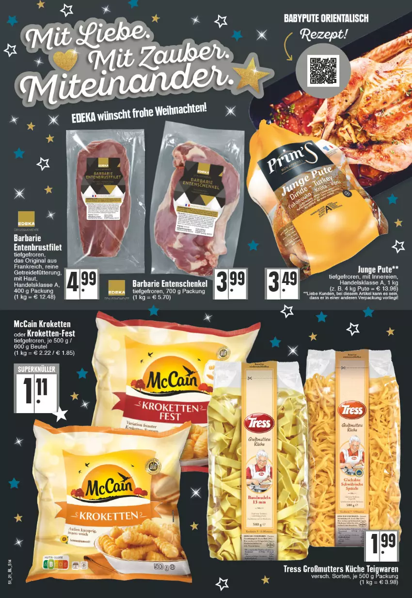 Aktueller Prospekt E Center - Angebote der Woche - von 20.12 bis 25.12.2021 - strona 14 - produkty: beutel, deka, ente, Entenschenkel, gin, henkel, Kette, Kroketten, küche, pute, schenkel, teigwaren, Ti