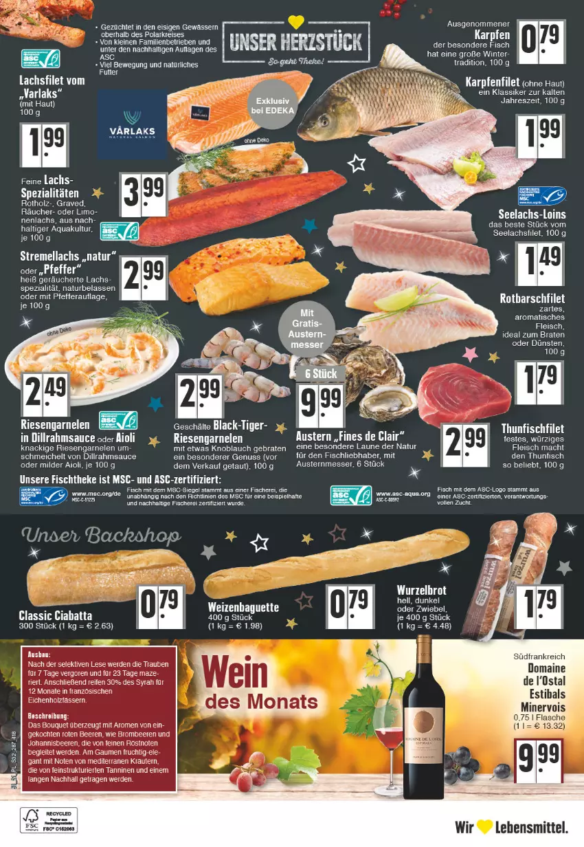 Aktueller Prospekt E Center - Angebote der Woche - von 20.12 bis 25.12.2021 - strona 32 - produkty: aioli, aqua, aust, Austern, baguette, Bau, beere, beeren, braten, brombeere, brombeeren, ciabatta, eier, eis, ente, erde, filet, fisch, fische, Fischer, fischtheke, flasche, fleisch, frucht, garnelen, Holz, johannisbeere, Johannisbeeren, knoblauch, lachs, lachsfilet, lack, lebensmittel, leine, limo, mac, messer, natur, nuss, pfeffer, reis, riesengarnelen, Rotbarsch, rotbarschfilet, sauce, Schere, seelachsfilet, Spezi, thunfisch, Ti, tisch, usb