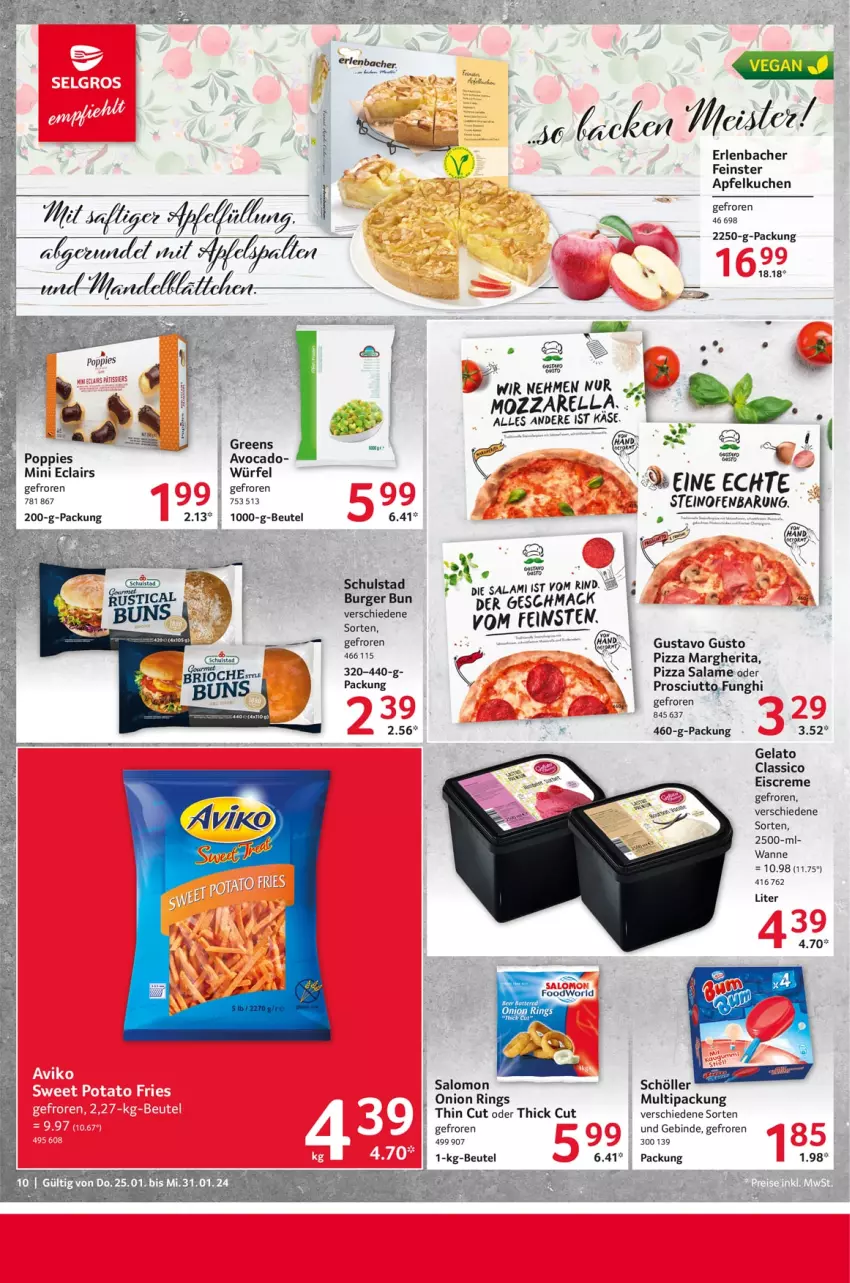 Aktueller Prospekt Selgros - Food - von 25.01 bis 31.01.2024 - strona 10 - produkty: apfel, Apfelkuchen, avocado, beutel, burger, classico, creme, dell, eis, eiscreme, ente, kuchen, LG, mac, mandel, margherita, mozzarella, Ofen, pizza, pizza salame, Popp, prosciutto, rel, rind, ring, salami, salomon, Schöller, steinofen, Ti, Wanne, würfel